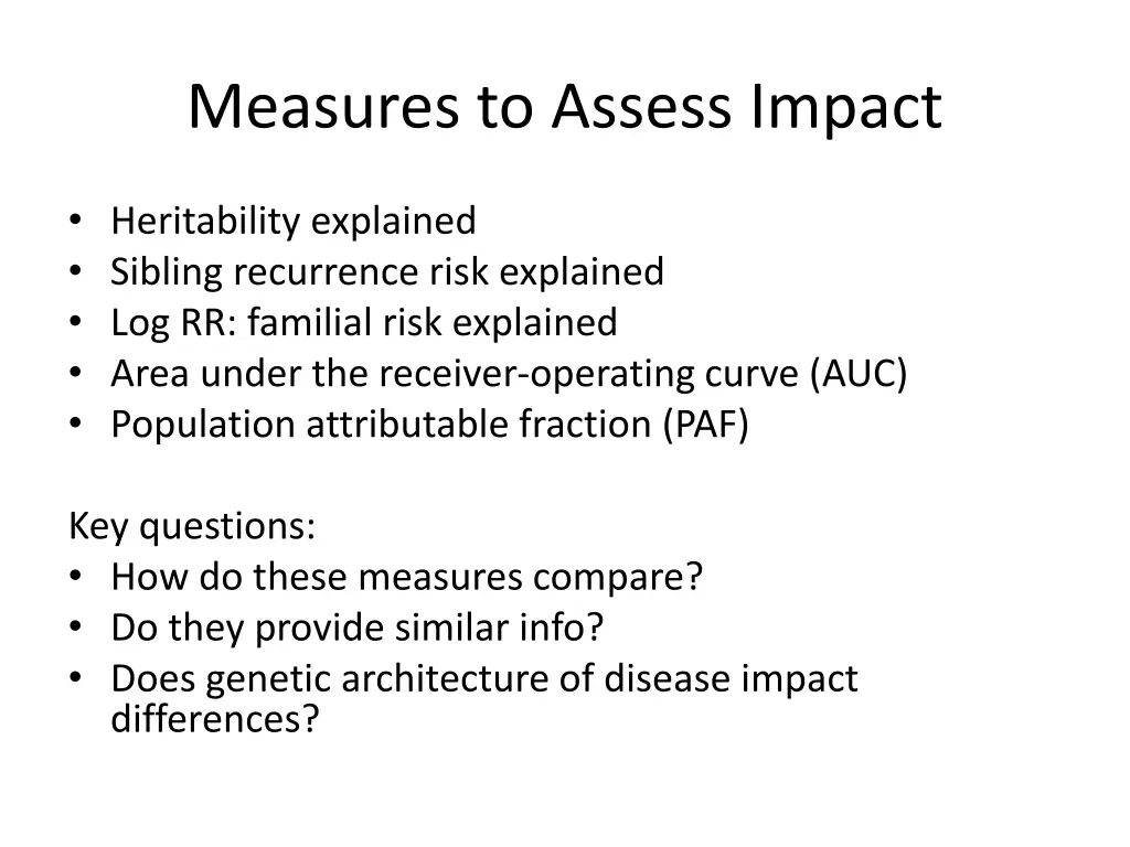 measures to assess impact