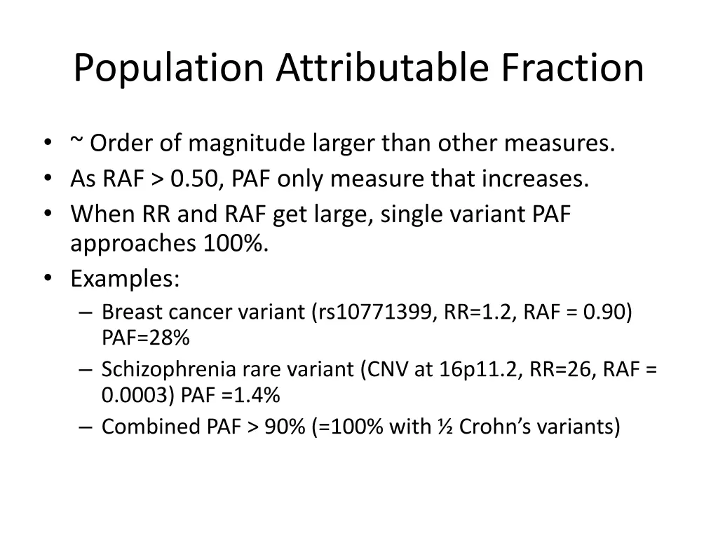 population attributable fraction 1