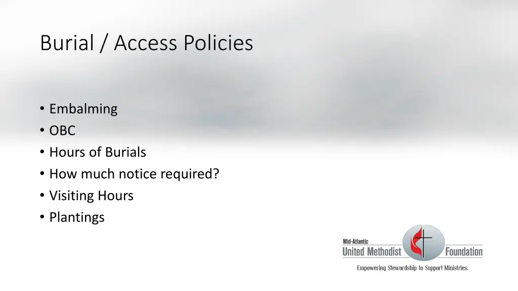 burial access policies