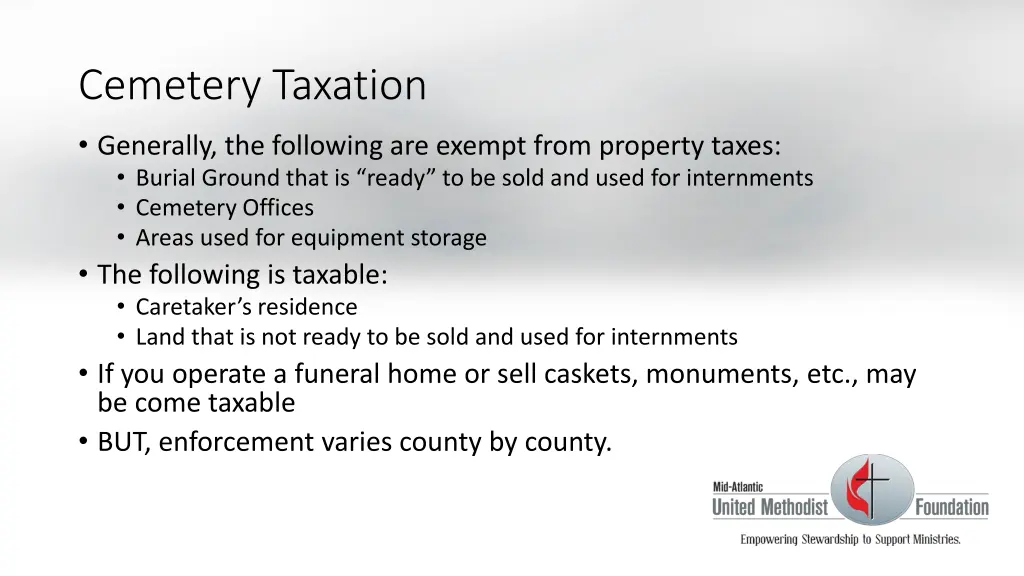 cemetery taxation