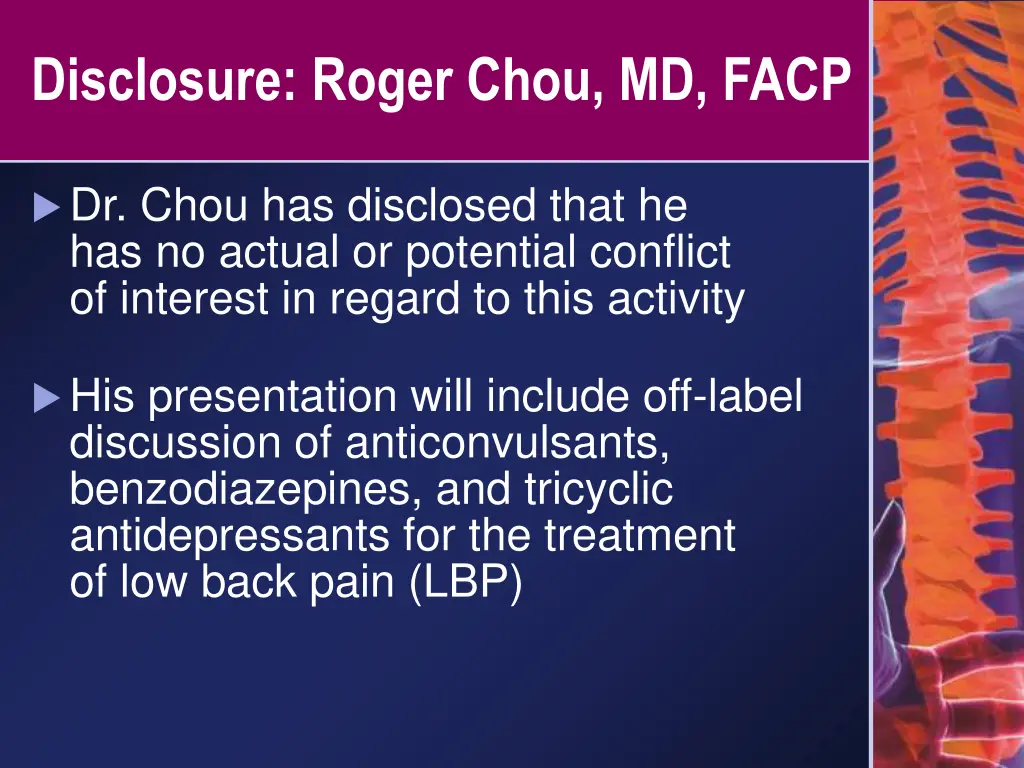 disclosure roger chou md facp