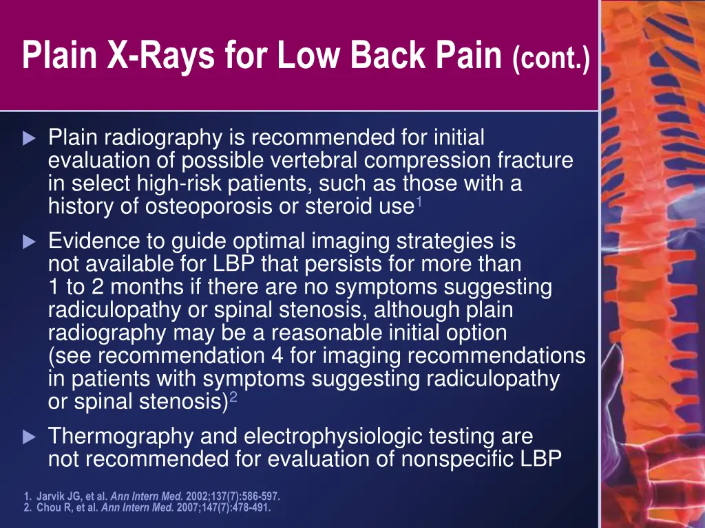 plain x rays for low back pain cont