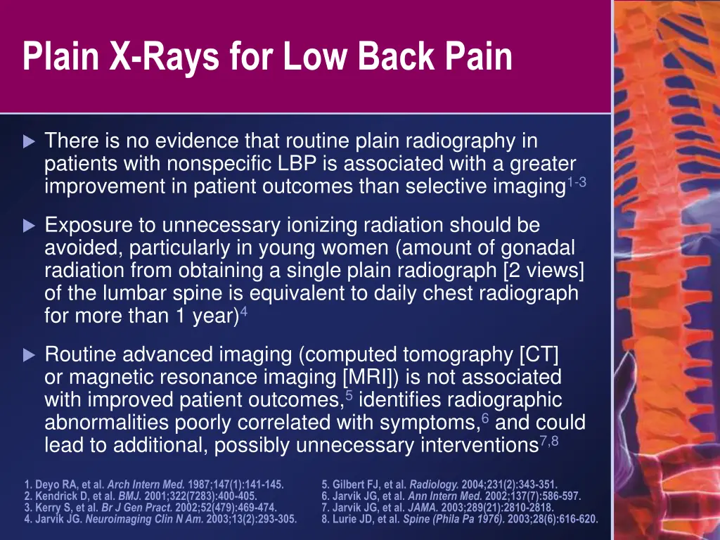 plain x rays for low back pain