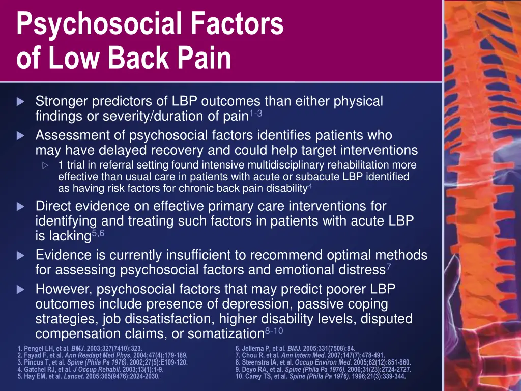 psychosocial factors of low back pain