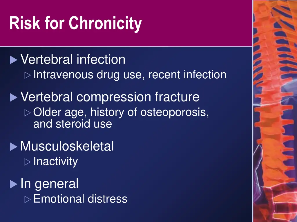 risk for chronicity