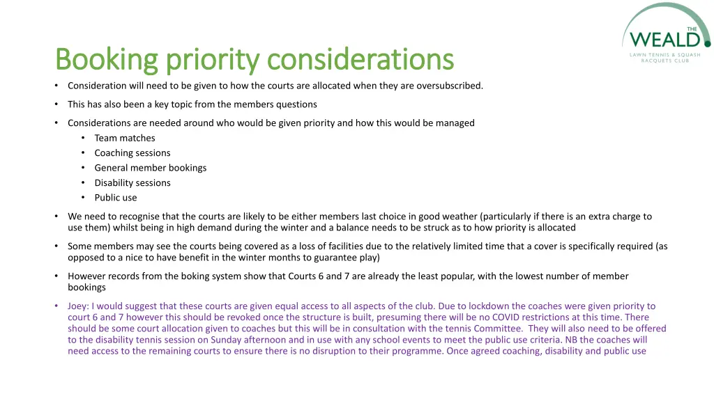 booking priority considerations booking priority