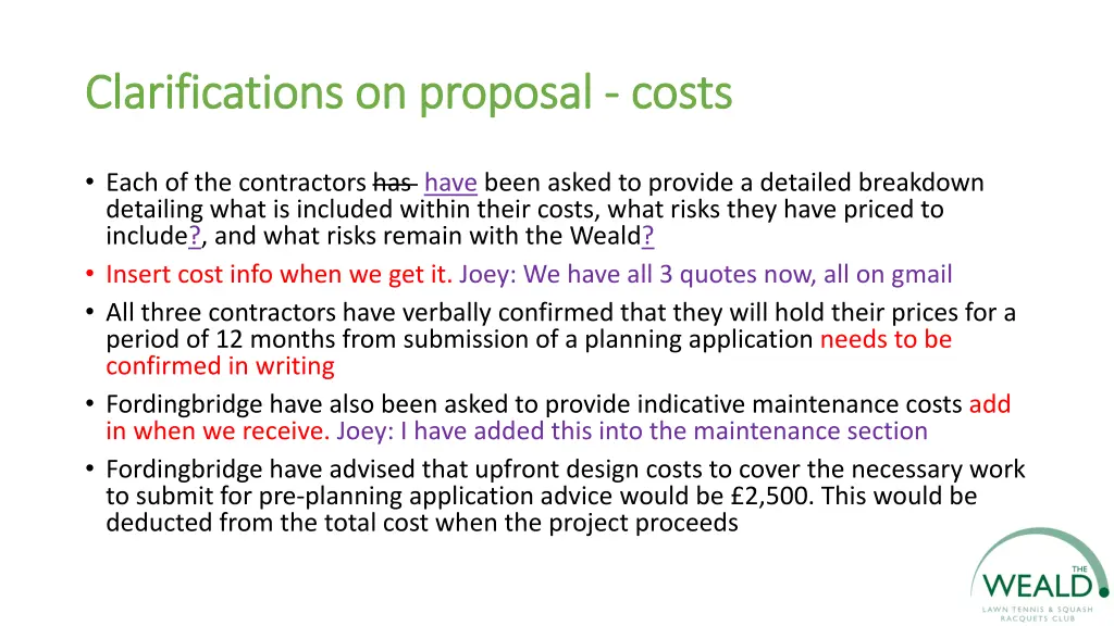 clarifications on proposal clarifications 3