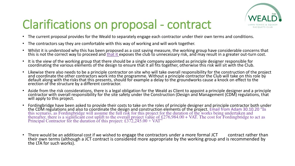 clarifications on proposal clarifications 4