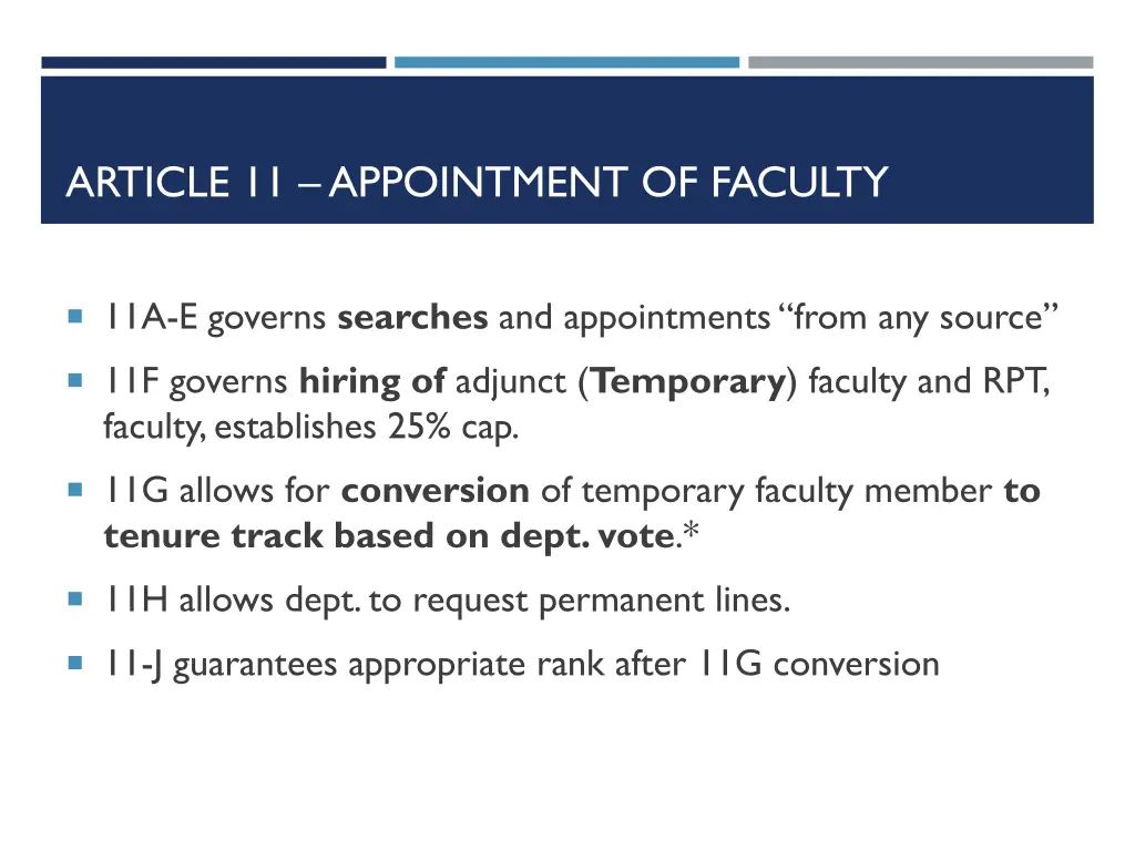 article 11 appointment of faculty