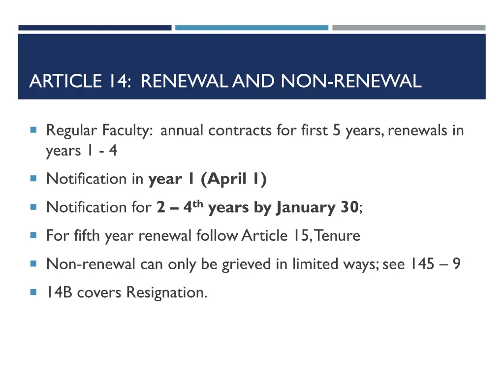 article 14 renewal and non renewal