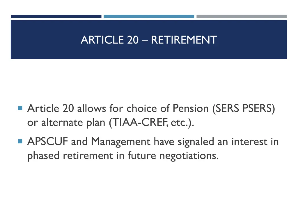 article 20 retirement