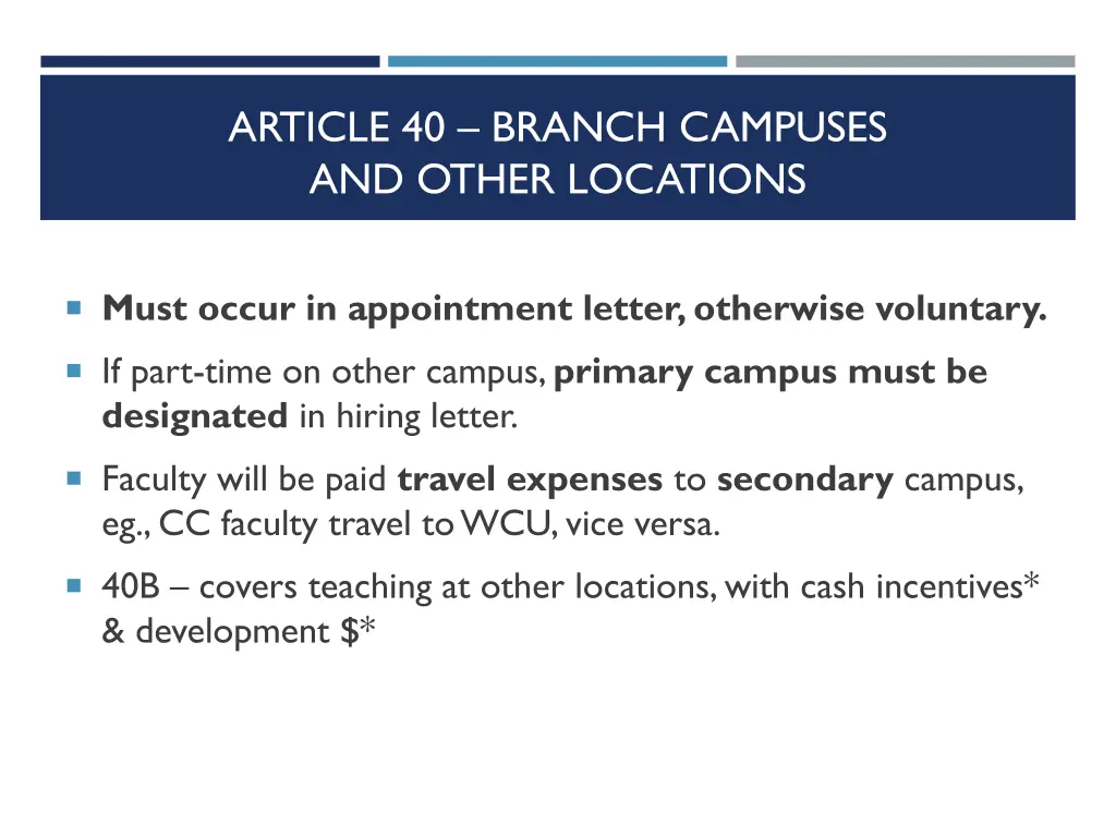 article 40 branch campuses and other locations