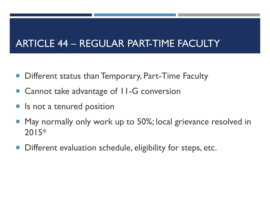 article 44 regular part time faculty