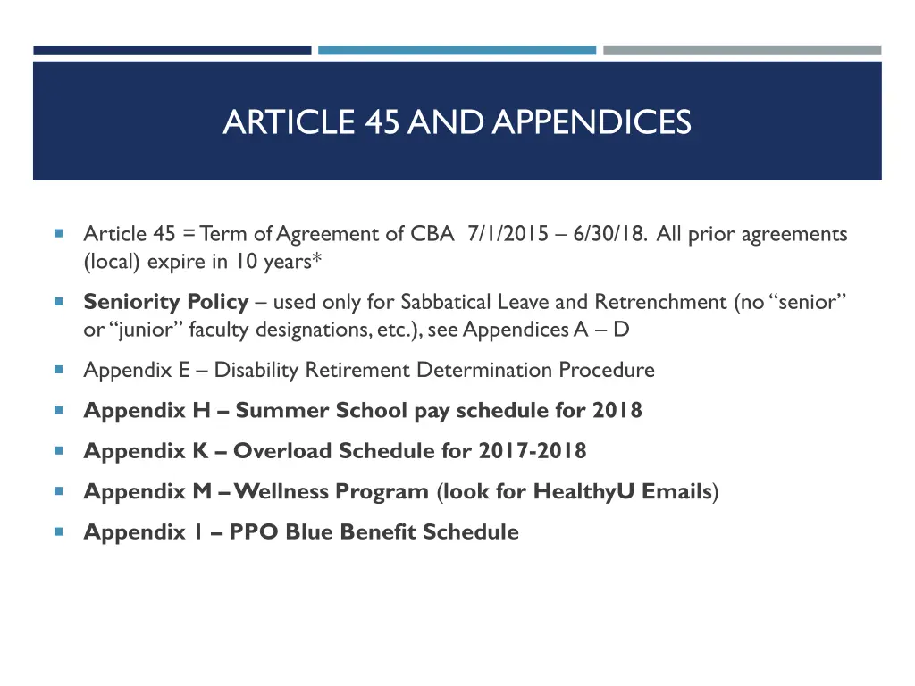 article 45 and appendices