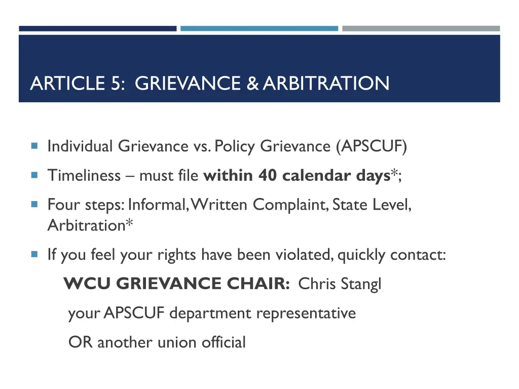 article 5 grievance arbitration