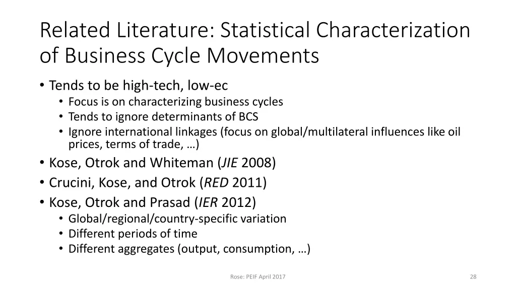 related literature statistical characterization