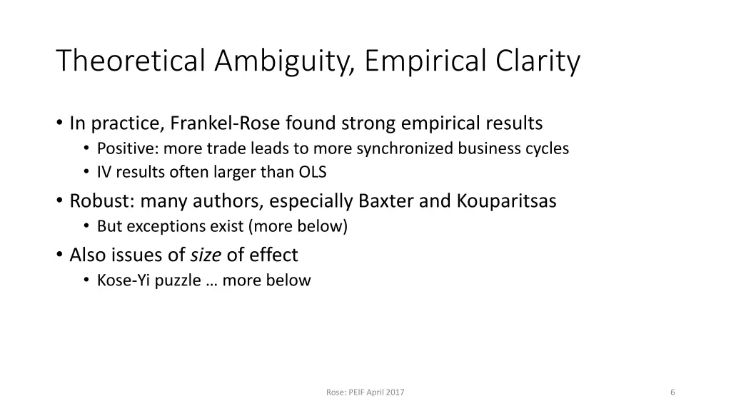 theoretical ambiguity empirical clarity