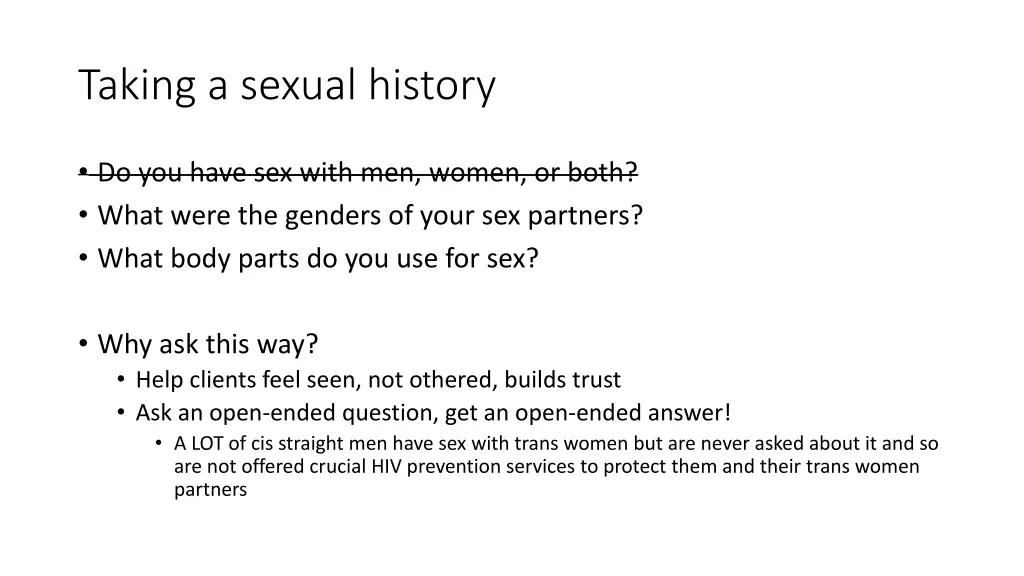 taking a sexual history