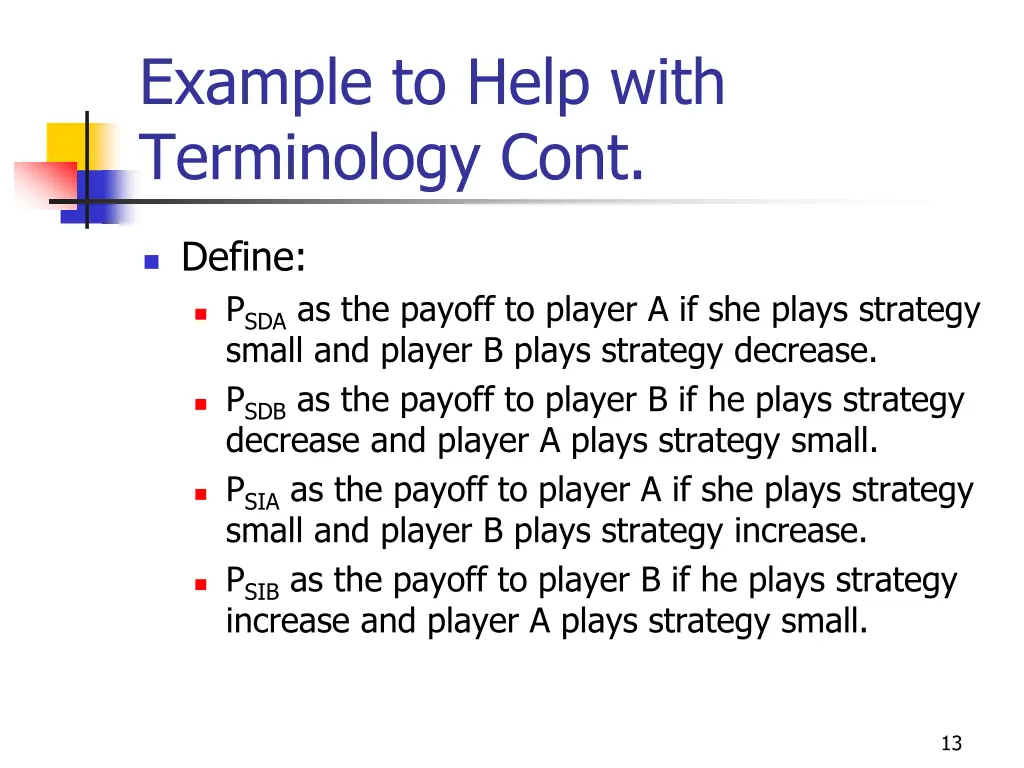 example to help with terminology cont