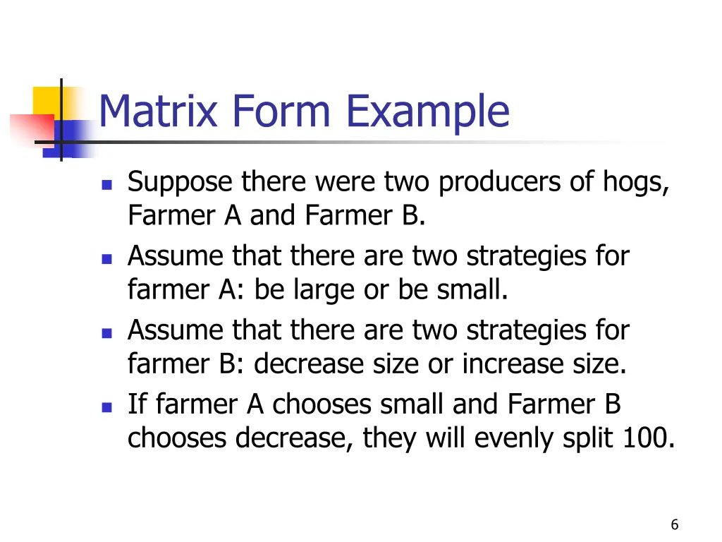 matrix form example