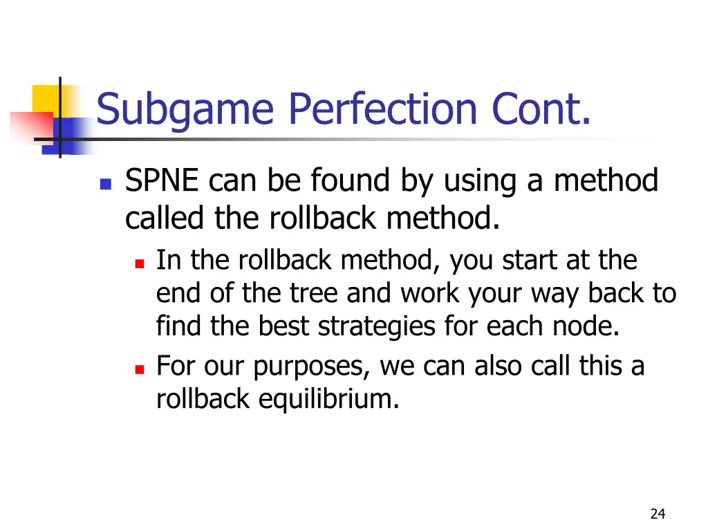 subgame perfection cont