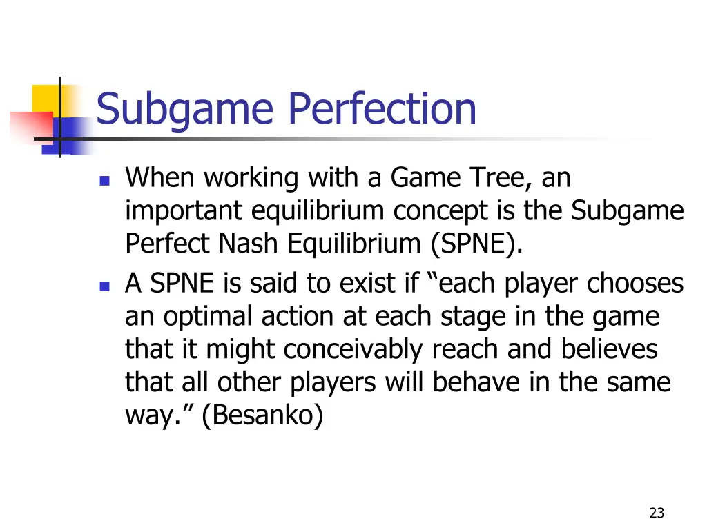 subgame perfection