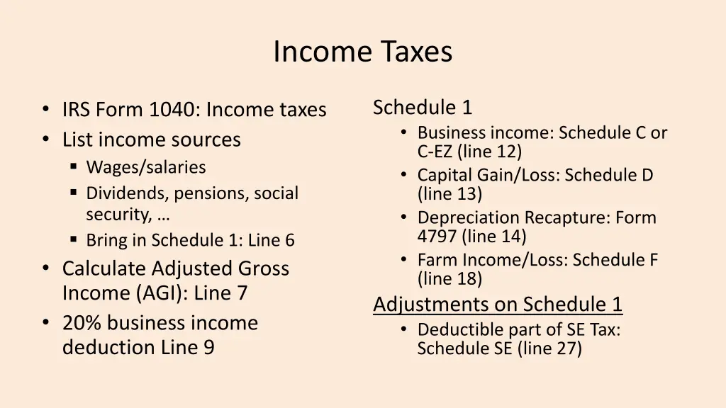 income taxes