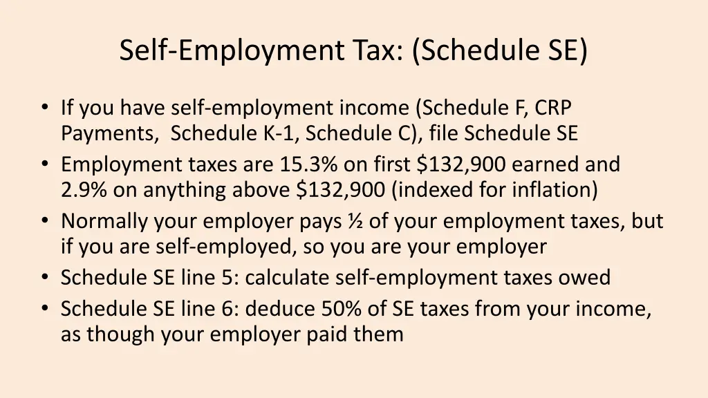 self employment tax schedule se