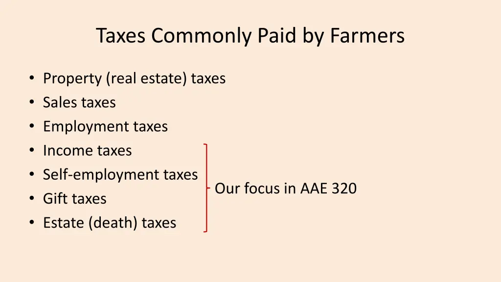 taxes commonly paid by farmers