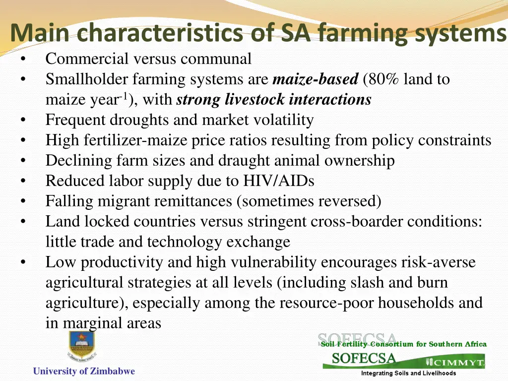 main characteristics of sa farming systems