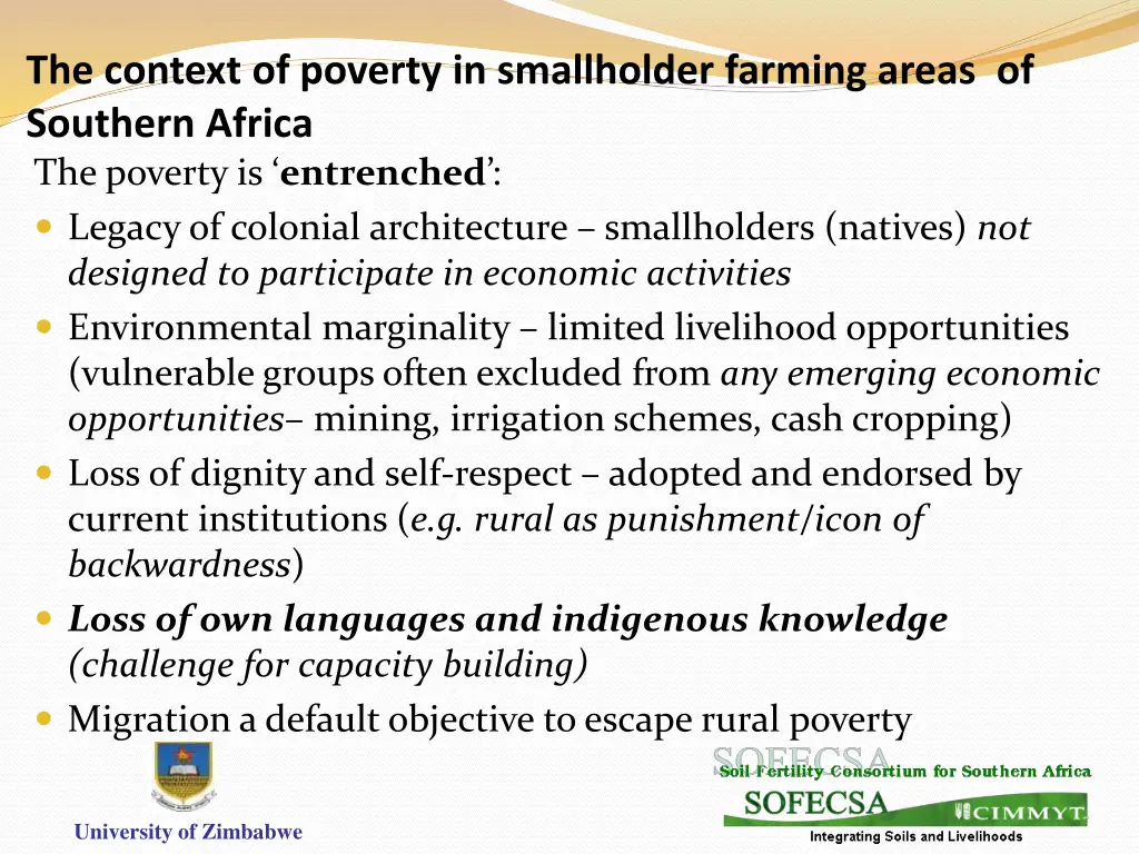 the context of poverty in smallholder farming