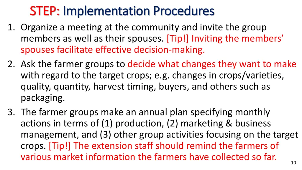 step step implementation procedures