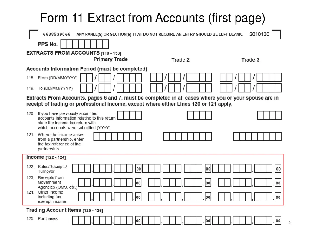 form 11 extract from accounts first page