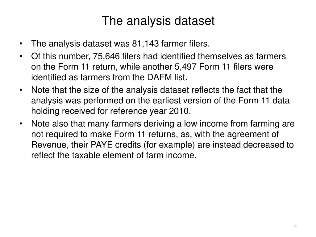 the analysis dataset