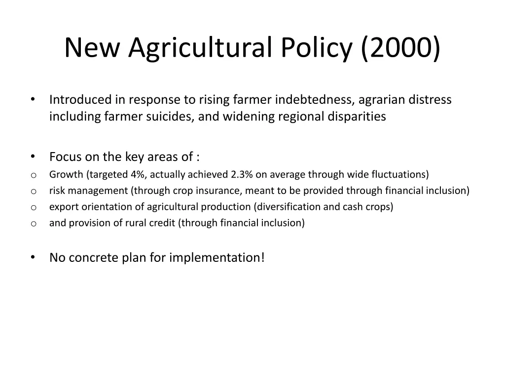 new agricultural policy 2000