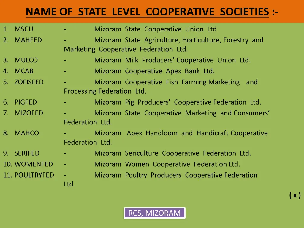 name of state level cooperative societies