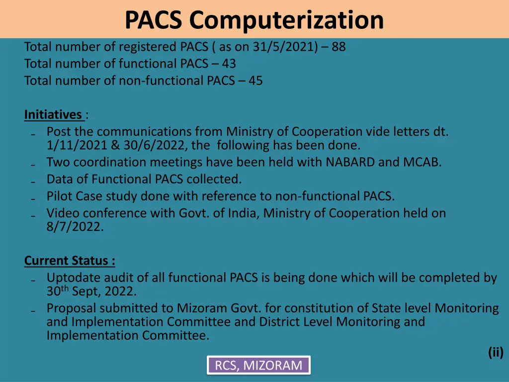 pacs computerization total number of registered