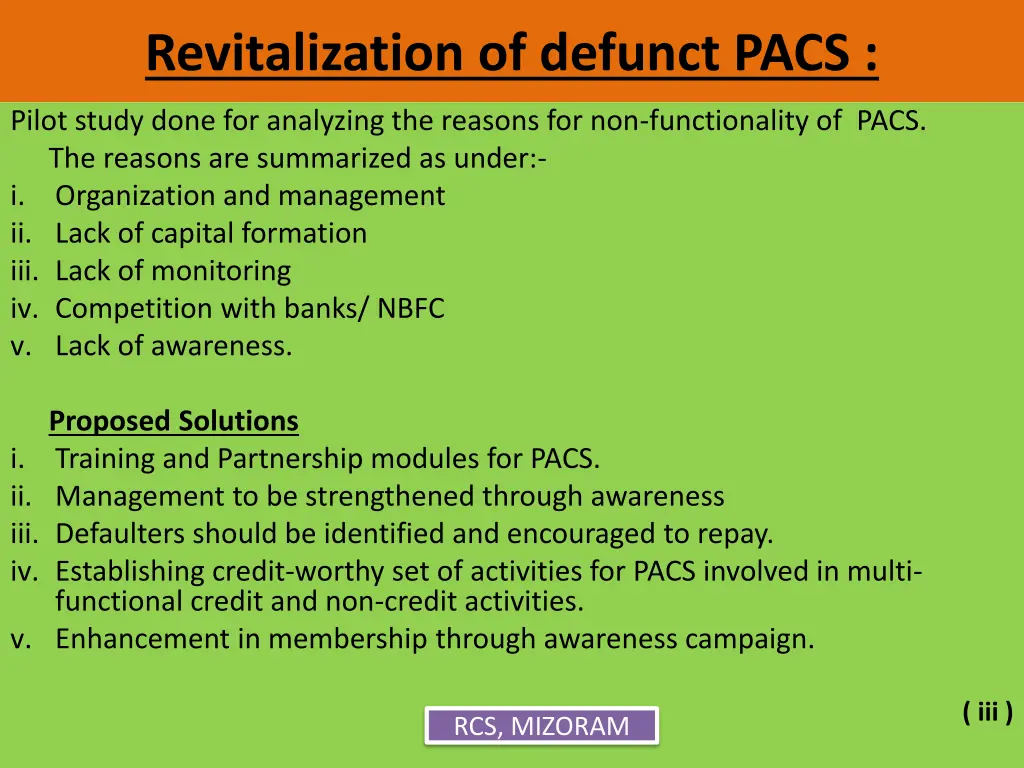 revitalization of defunct pacs