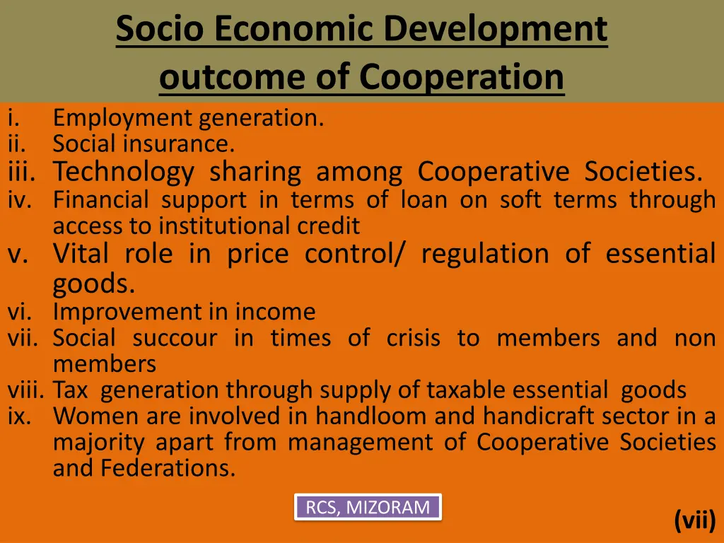 socio economic development outcome of cooperation