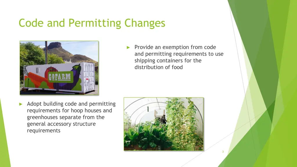 code and permitting changes