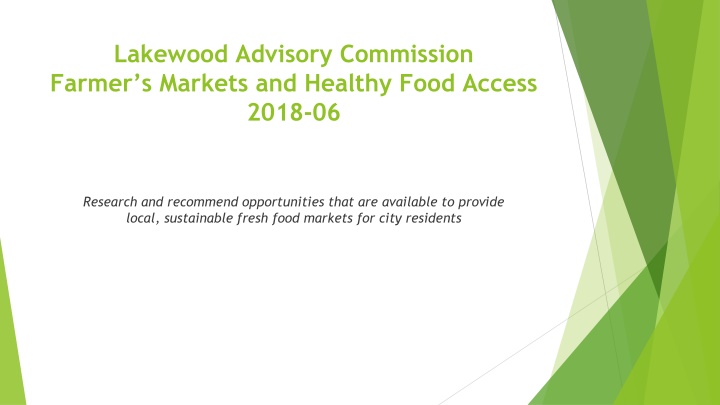 lakewood advisory commission farmer s markets