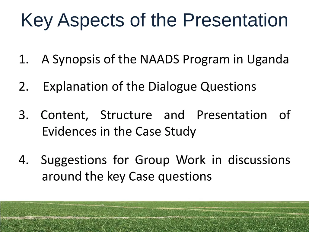 key aspects of the presentation