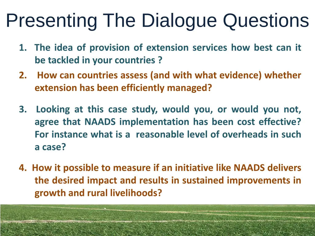 presenting the dialogue questions