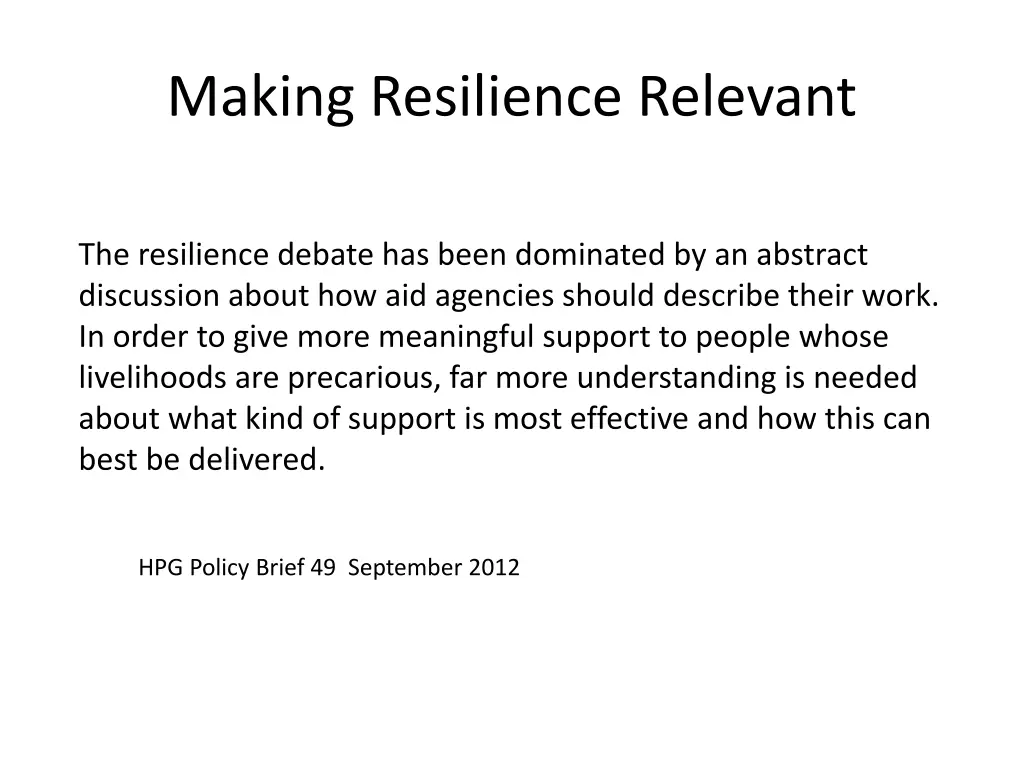 making resilience relevant