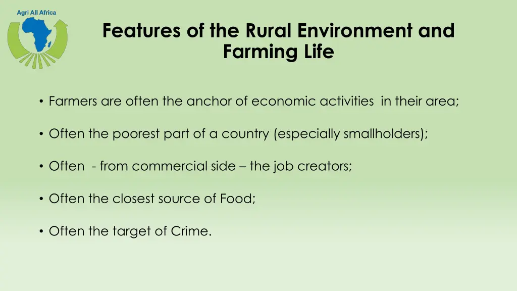 features of the rural environment and farming life