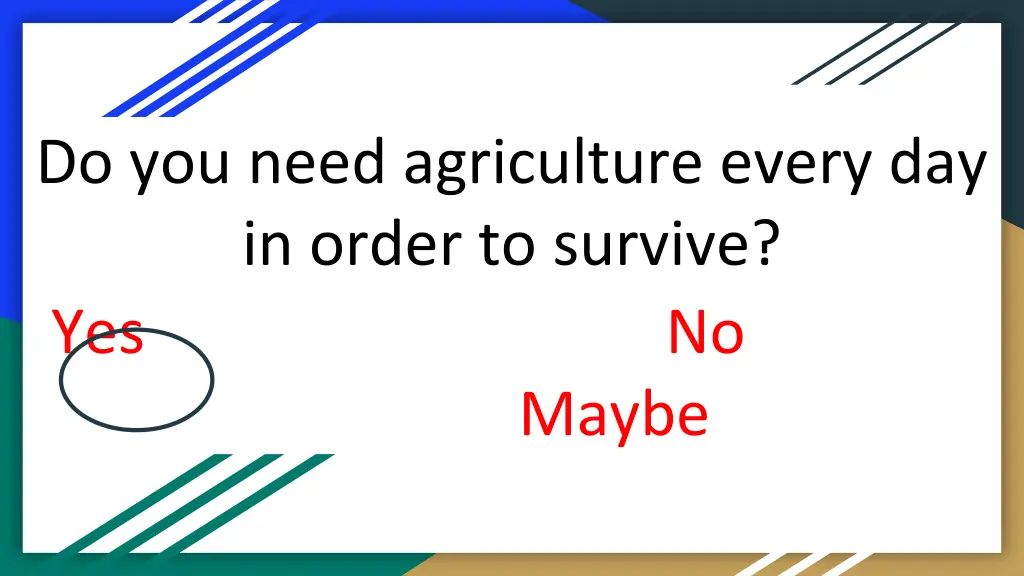 do you need agriculture every day in order