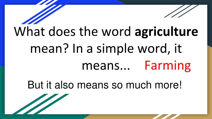 what does the word agriculture mean in a simple