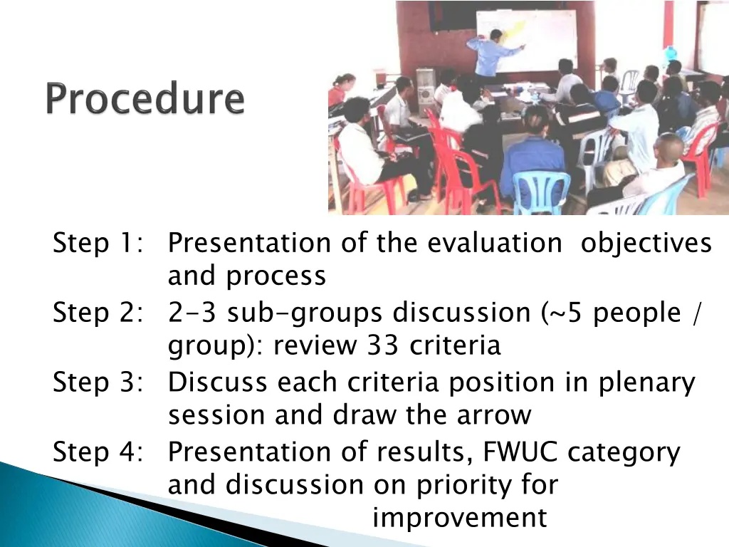 step 1 presentation of the evaluation objectives