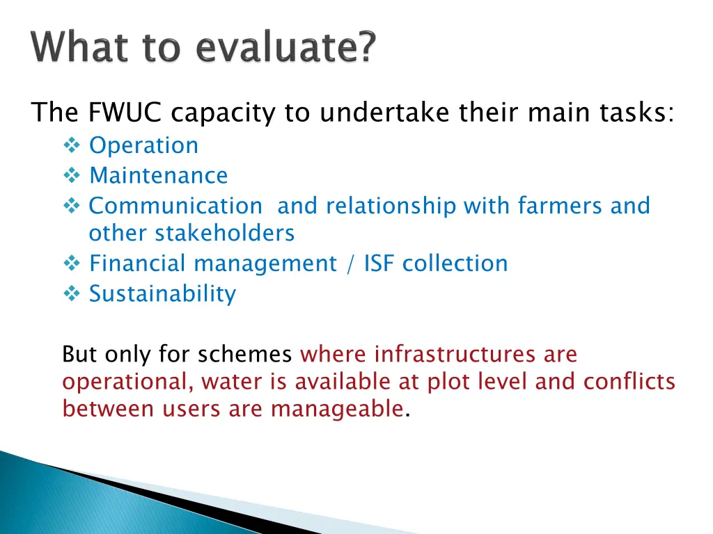 the fwuc capacity to undertake their main tasks