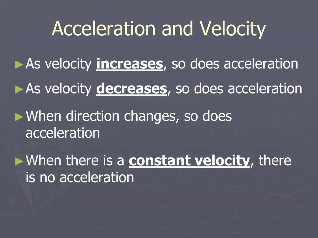 acceleration and velocity